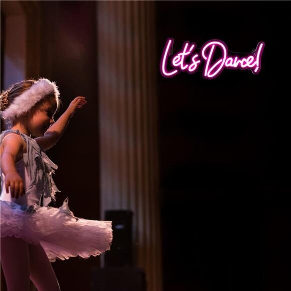 Let's Danced Neon Signs Let's Dance Neon Light Up Sign Pink Led Word Light Sign - Picture 5 of 7